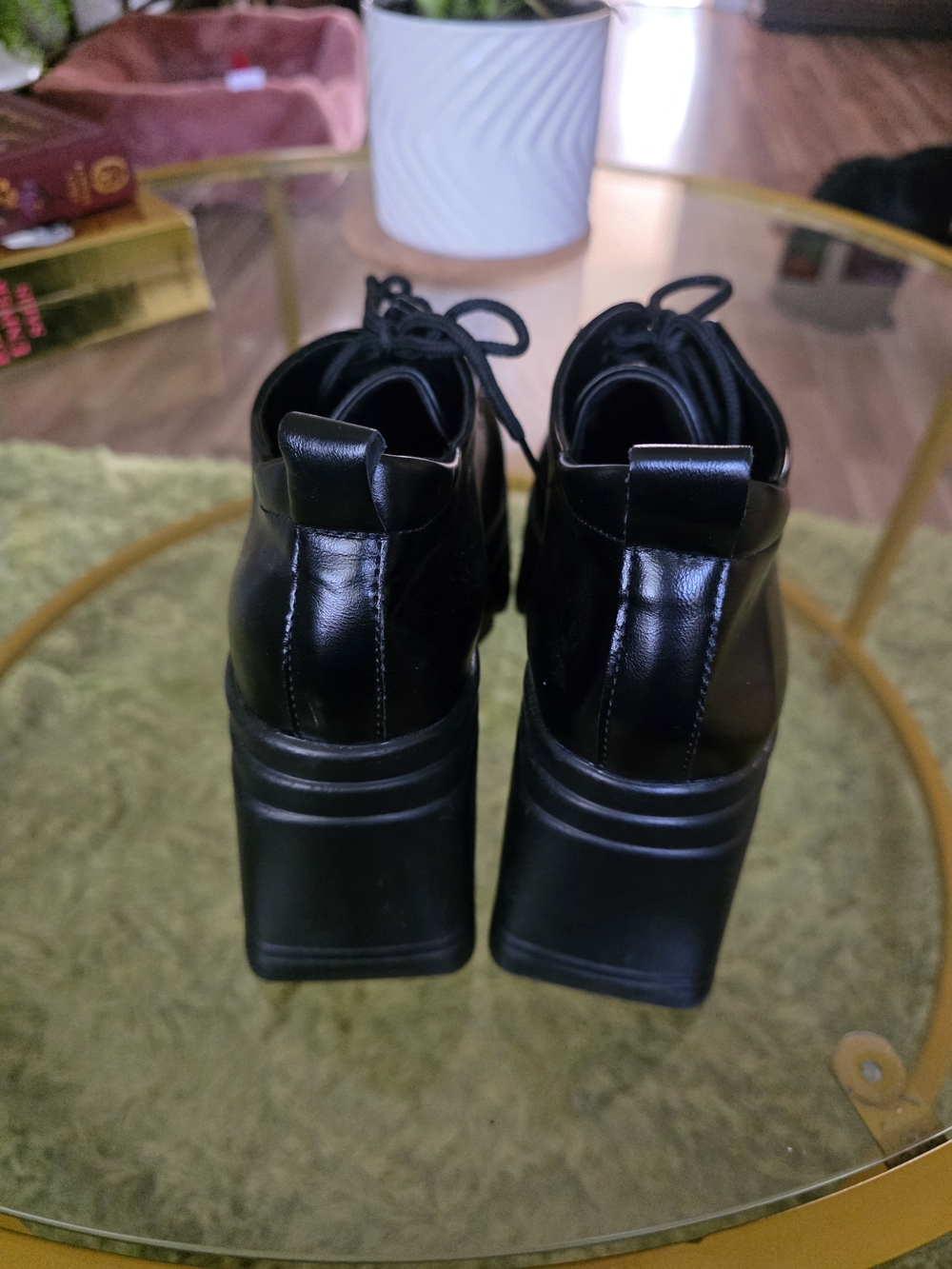 Platform Lace-Up Shoes - Black - Picture 3 of 4